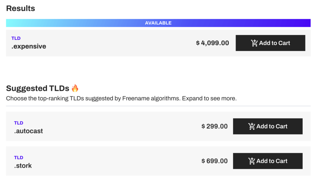 domain prices