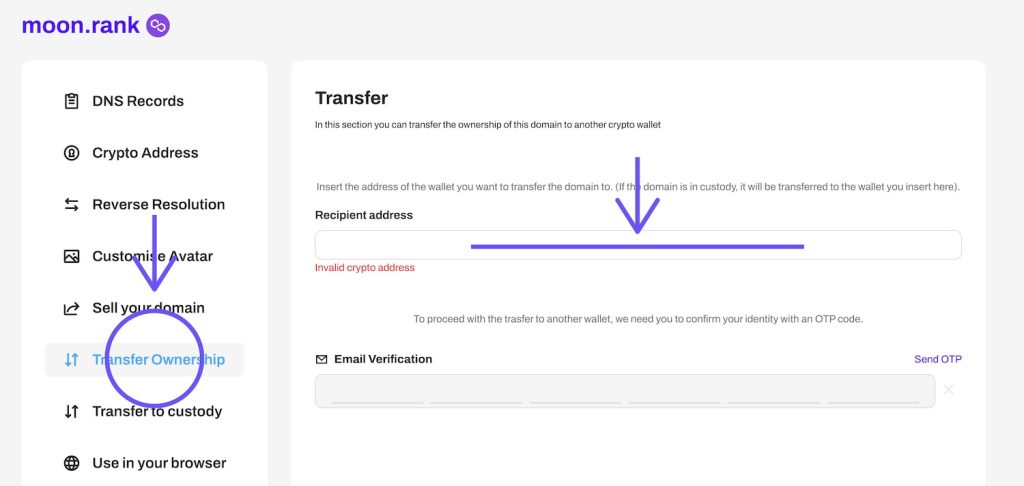 Transfer Web3 Domains